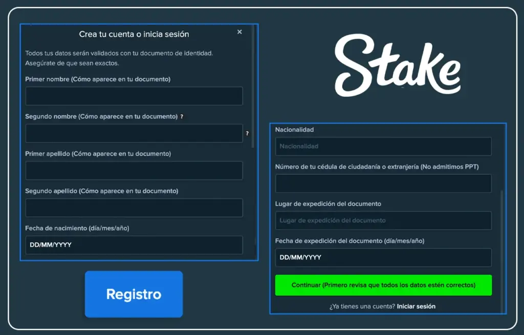 Registro en Stake Argentina